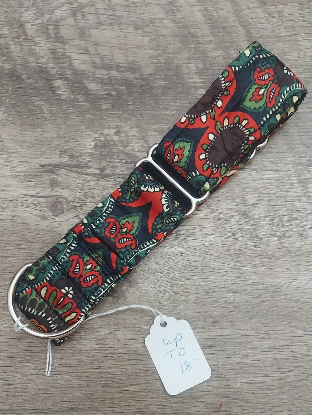 Ornate Tapestry Bohemian Paisley Handmade Custom Martingale Dog Collar 1.5